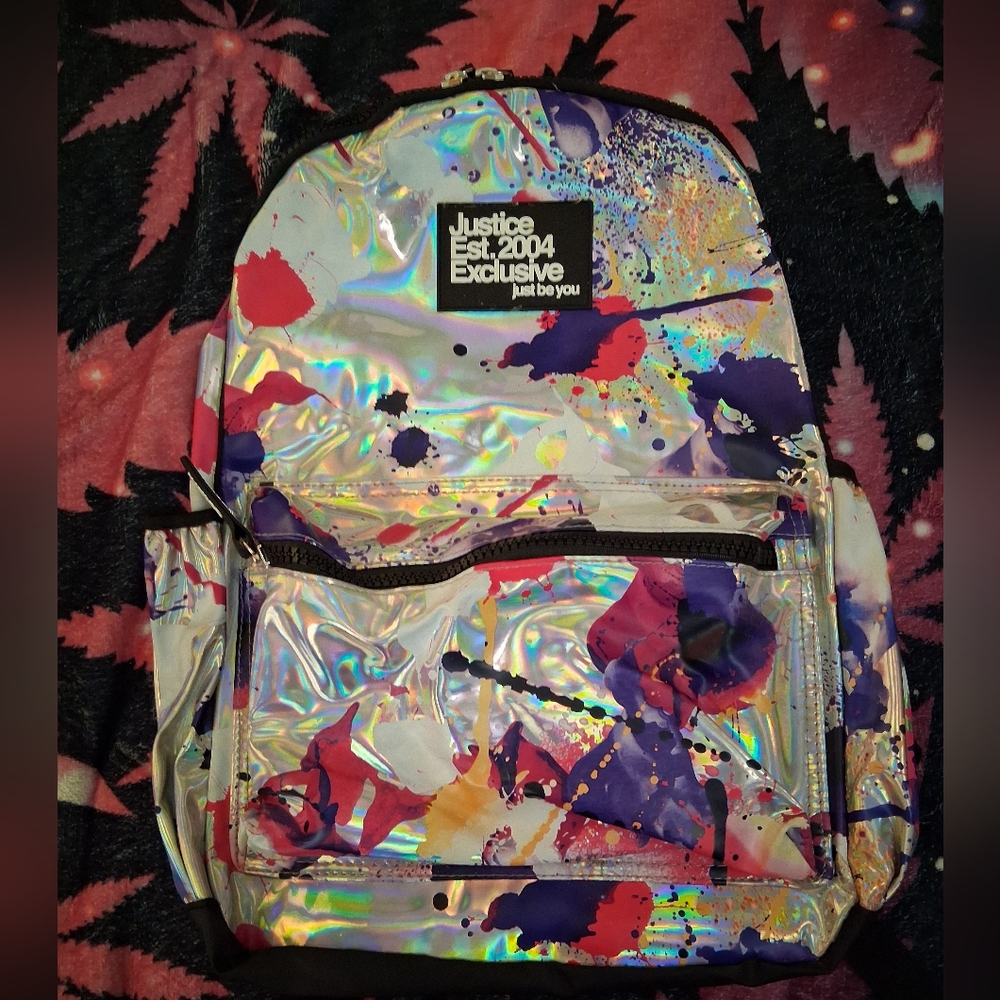 Justice Iridescent Paint Splatter Backpack